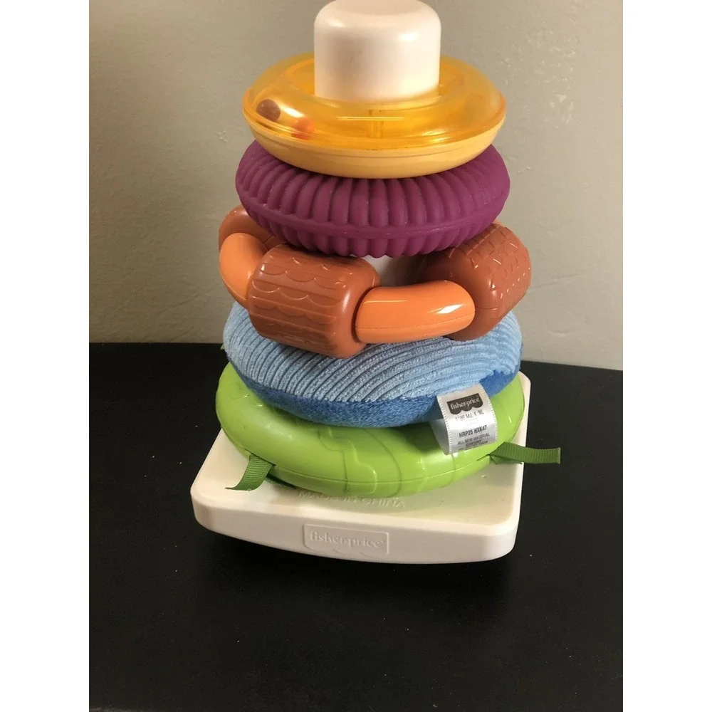 2x Fisher-Price Infant Sensory Stacking Rings Plush Rattle‎ Baby Toys